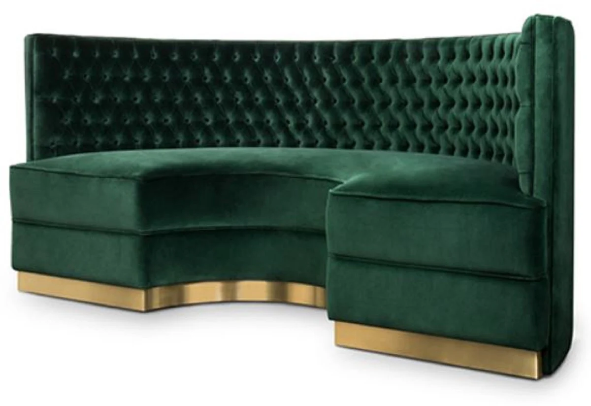Casa Padrino Sof¨¢ Chesterfield de Lujo en Terciopelo Verde / Lat¨®n Antiguo 205 cm - Hecho en Italia