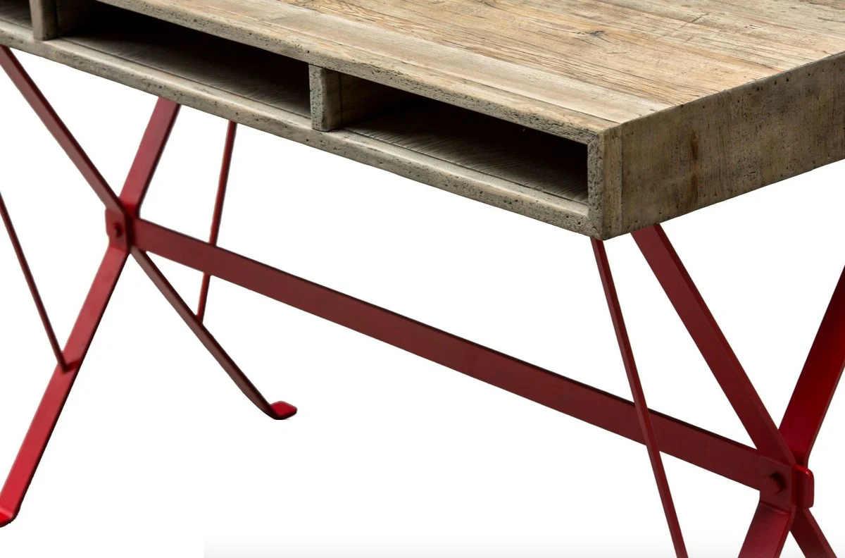 Casa Padrino mesa de diseño con patas pintadas en polvo rojo 120 x 60 x H. 77 cm - muebles de oficina de diseño