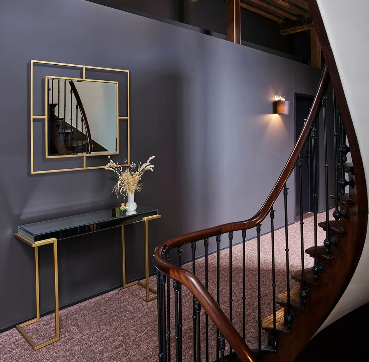 Casa Padrino consola de lujo bronce 116 x 39 x A. 79 cm - Mesa consola con espejo y patas de metal - Muebles de Lujo