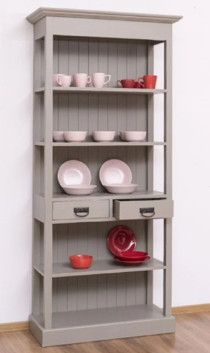 Casa Padrino armario de estilo campestre shabby chic gris antiguo 91 x 39 x A. 197 cm - Armario de comedor de estilo campestre - Muebles de madera maciza - Muebles de estilo campestre shabby chic