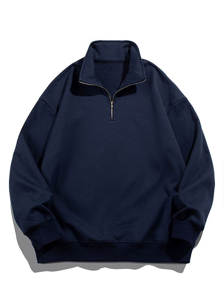 Half Zip Teddy Faux Fur Lined Sweatshirt