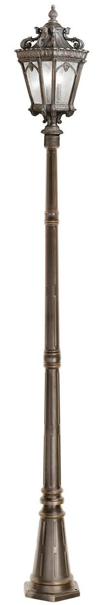 Casa Padrino linterna de jardín barroco bronce antiguo Ø 30,5 x A. 295 cm - Elegante lámpara de pie para exterior hecha de aluminio fundido de alta calidad - Iluminación exterior nostálgica