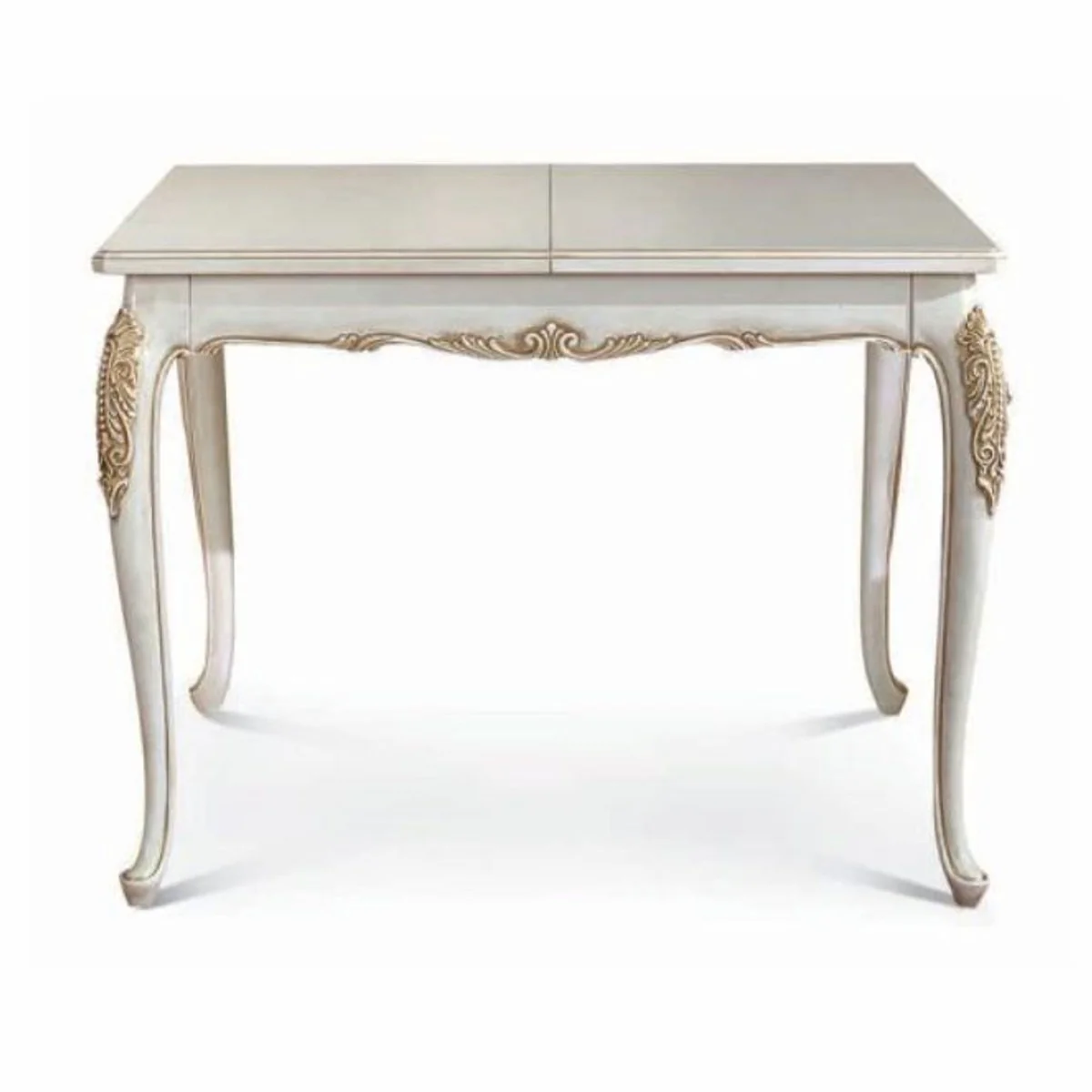 Casa Padrino mesa de comedor barroco de lujo marfil / oro 110-165 cm - Muebles barrocos - Hecho en Italia