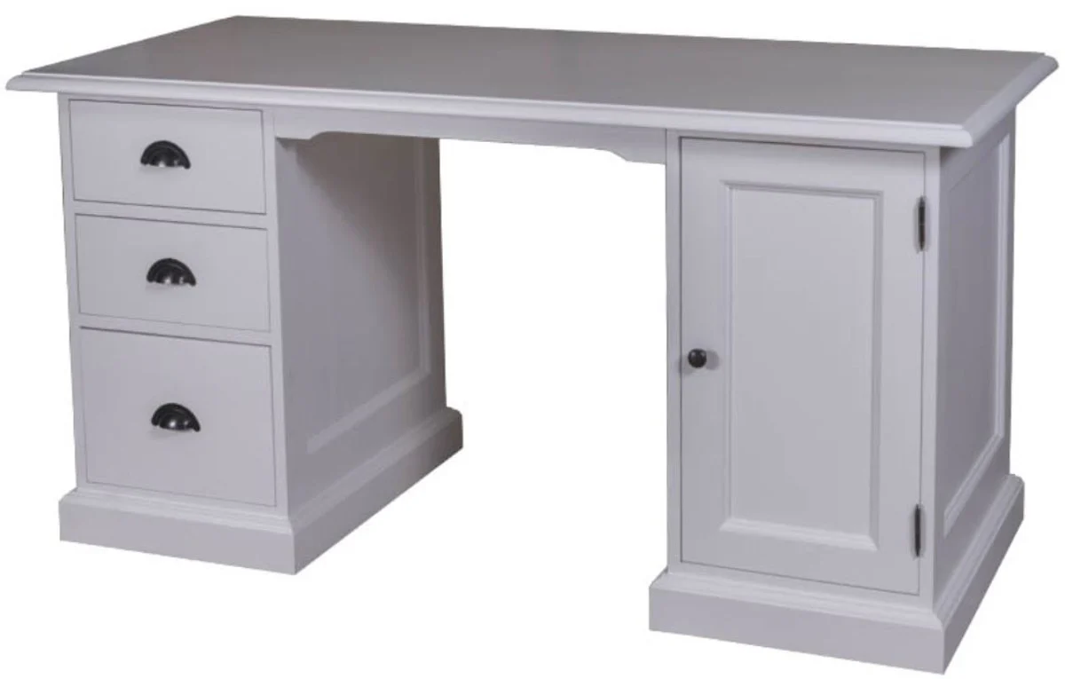 Casa Padrino escritorio de madera maciza de estilo campestre con puerta y 3 cajones gris 152 x 70 x A. 78 cm - Muebles de Oficina en Estilo Campestre