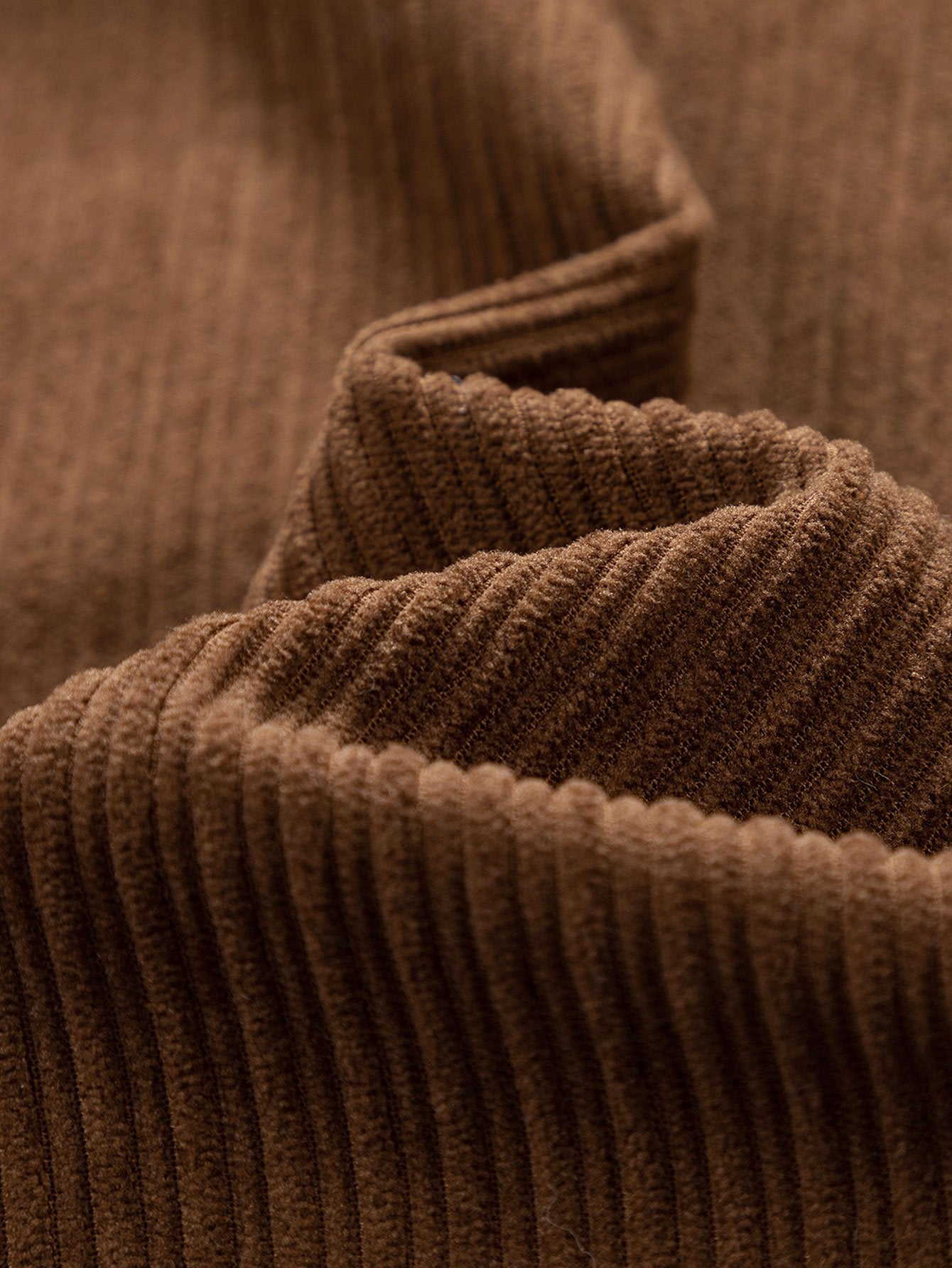 Funnel Neck Zipped Corduroy Jacket