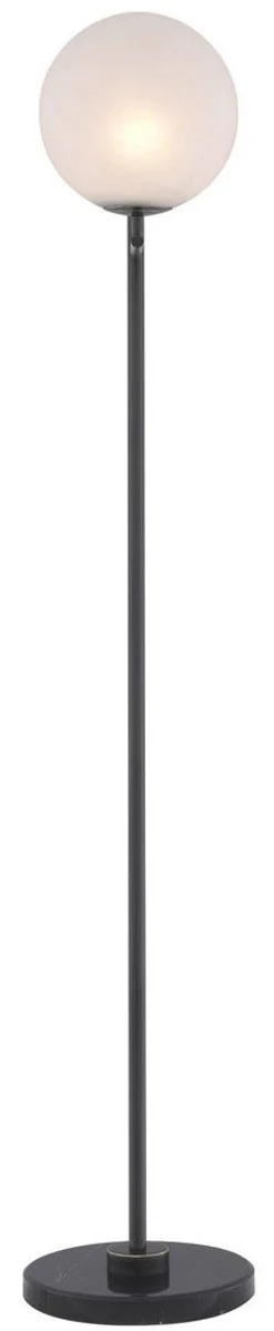 Casa Padrino lámpara de pie de lujo bronce / negro / blanco 39 x 30 x A. 159 cm - Lámpara de pie moderna de metal con base de mármol y pantalla de vidrio redonda - Calidad de Lujo