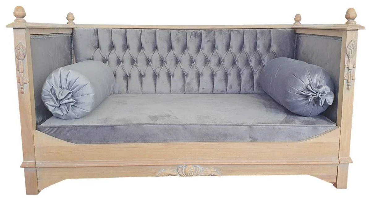 Casa Padrino cama de perro barroco gris / natural - Magnífica cama para perros de estilo antiguo - Muebles barrocos para mascotas - Muebles para perros hechos a mano en estilo barroco