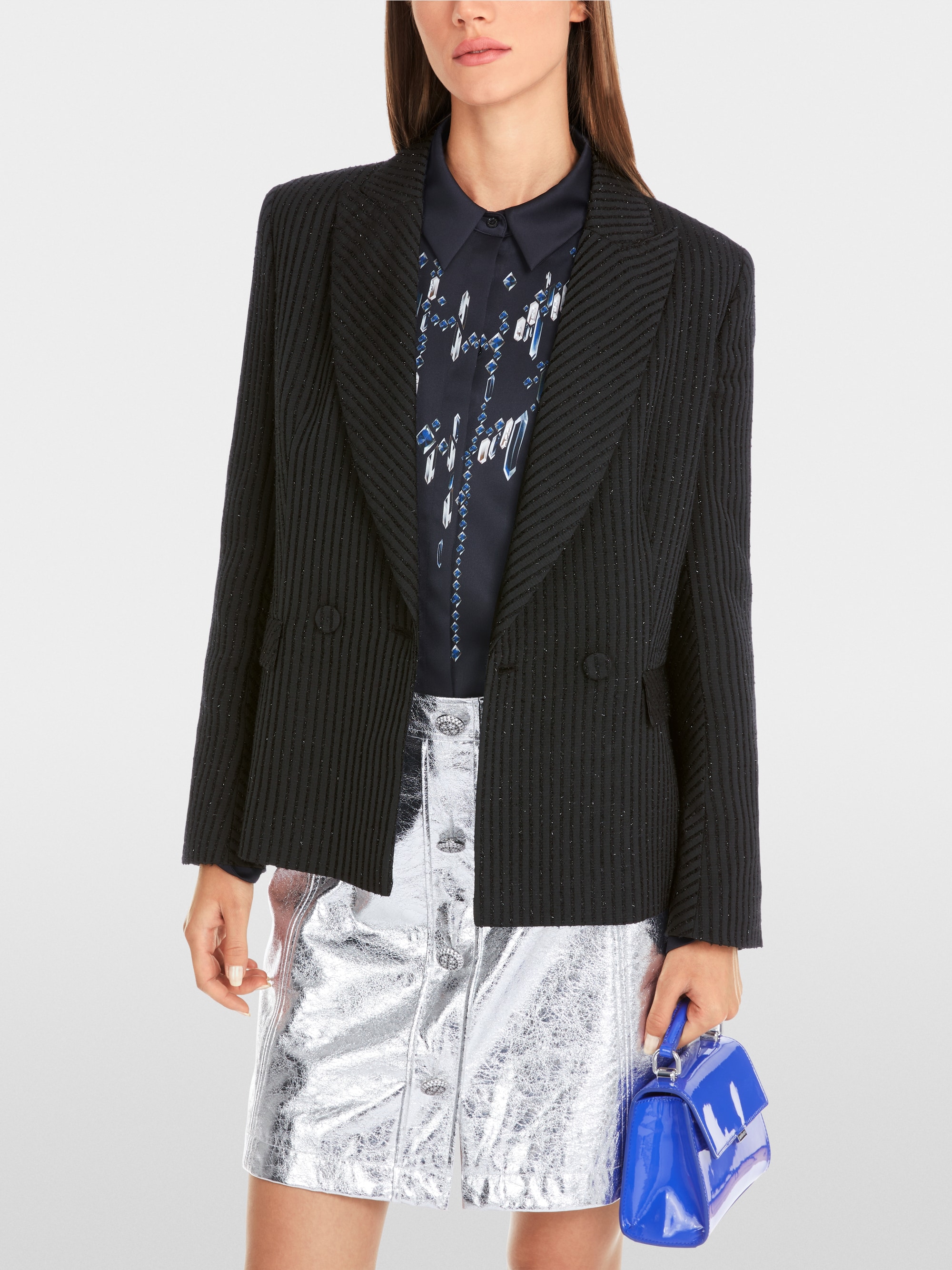 Marc-Cain Shiny blazer with tonal stripes
