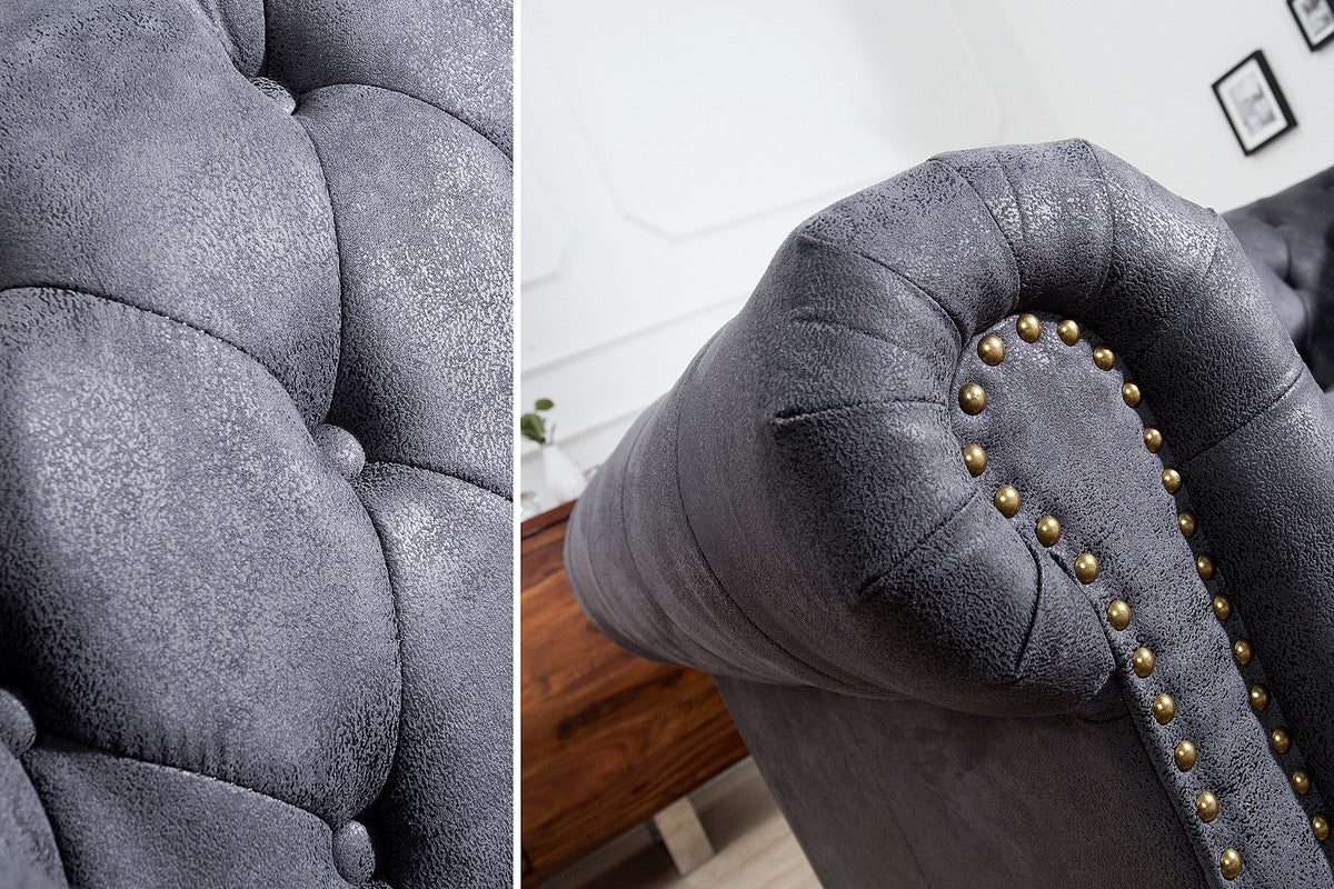 Chesterfield Sof¨¢ 2 plazas Antiguo gris de la casa Casa Padrino - muebles de sala de estar - sof¨¢