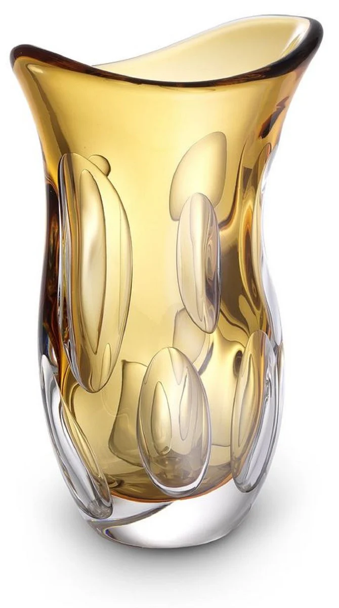 Casa Padrino florero de vidrio decorativo de lujo naranja 20 x 13 x A. 30 cm - Elegante florero de vidrio soplado a mano - Accesorios Deco