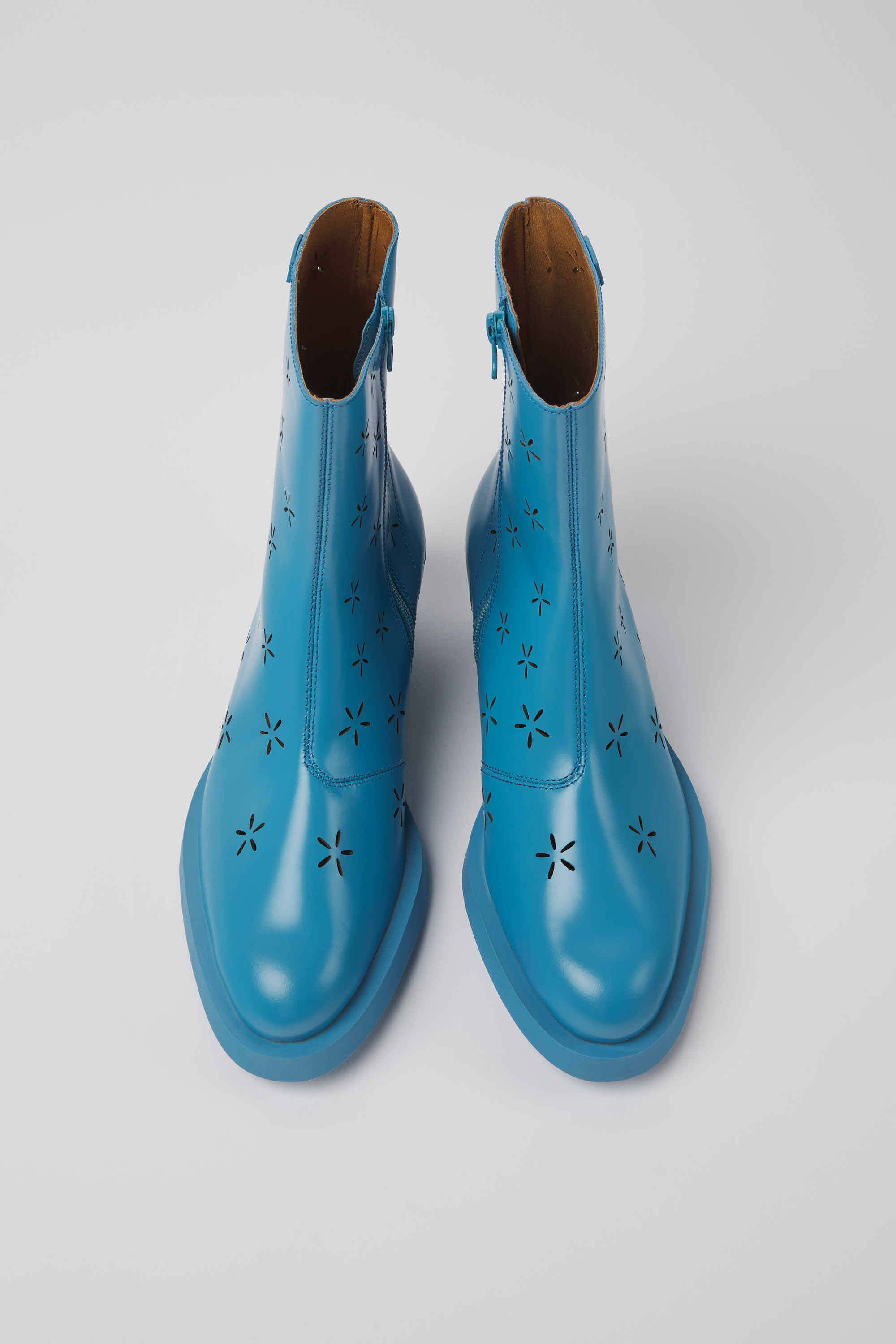 Bonnie - Blue leather boots for women