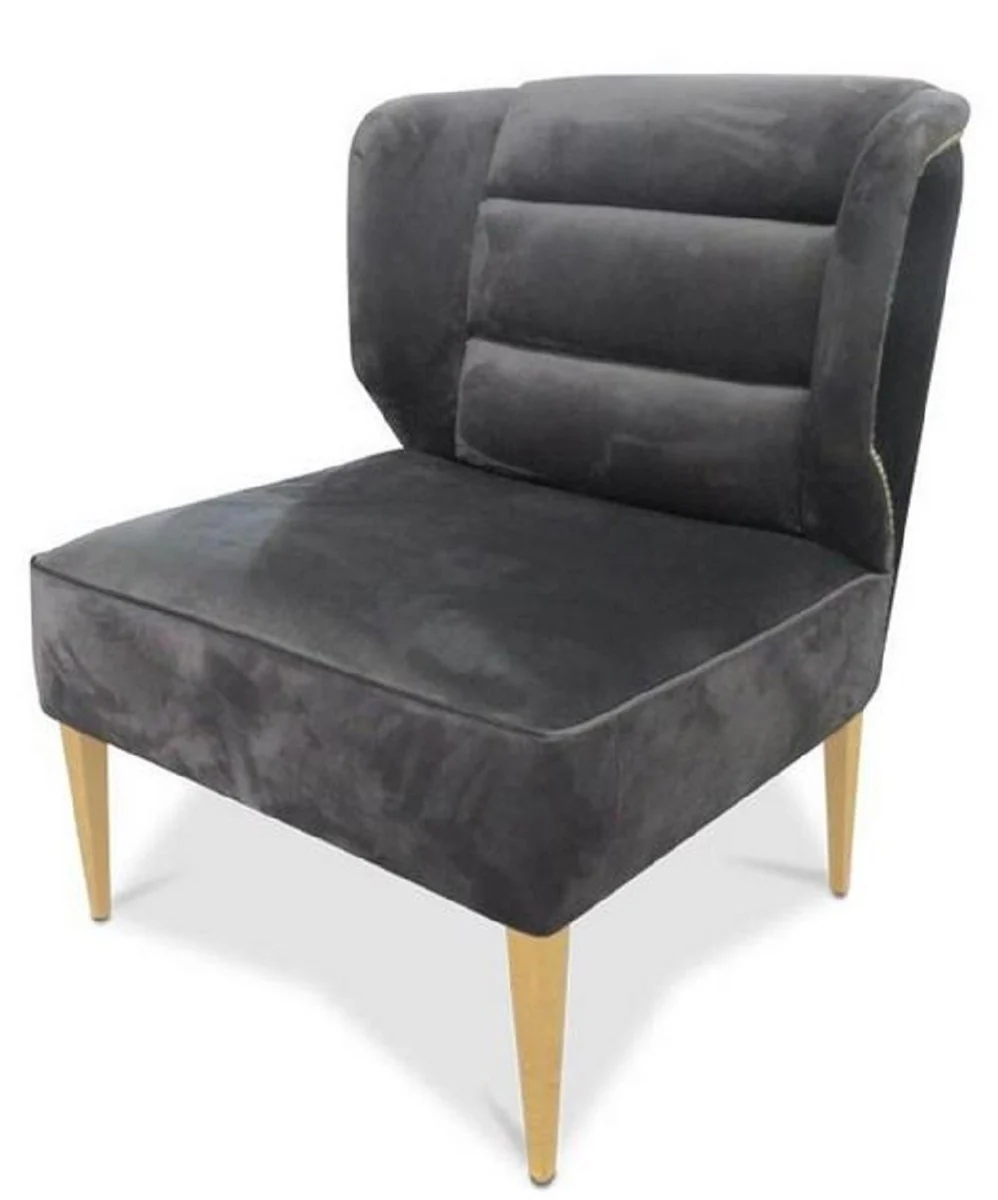 Casa Padrino sill¨®n de terciopelo de lujo gris oscuro / negro / oro 70 x 74 x H. 83 cm - Muebles para Sala de Estar