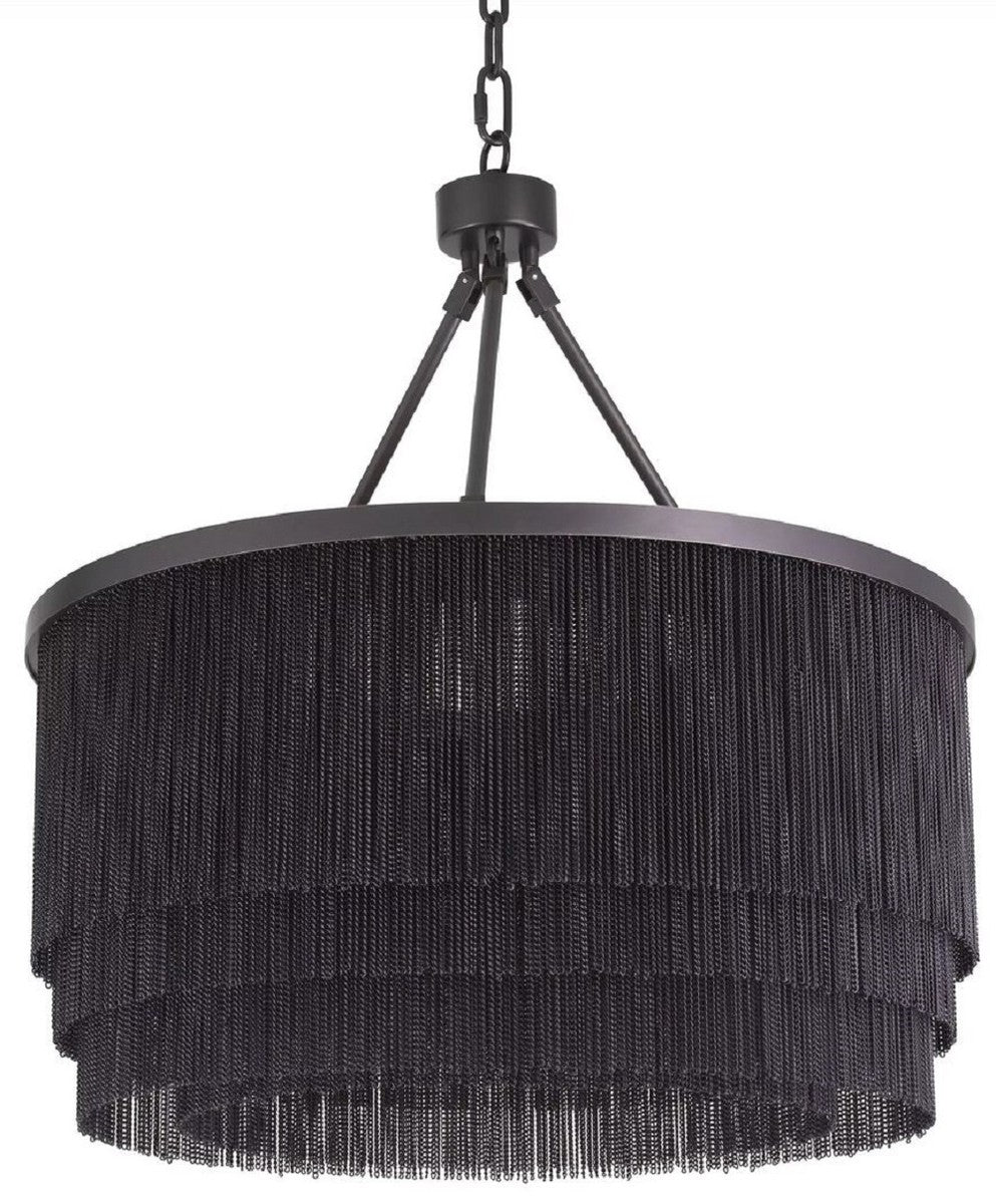 Casa Padrino araña de luces de acero de lujo bronce Ø 60 x A. 68 cm - Araña de Luces Redonda para Hoteles y Restaurantes - Calidad de Lujo