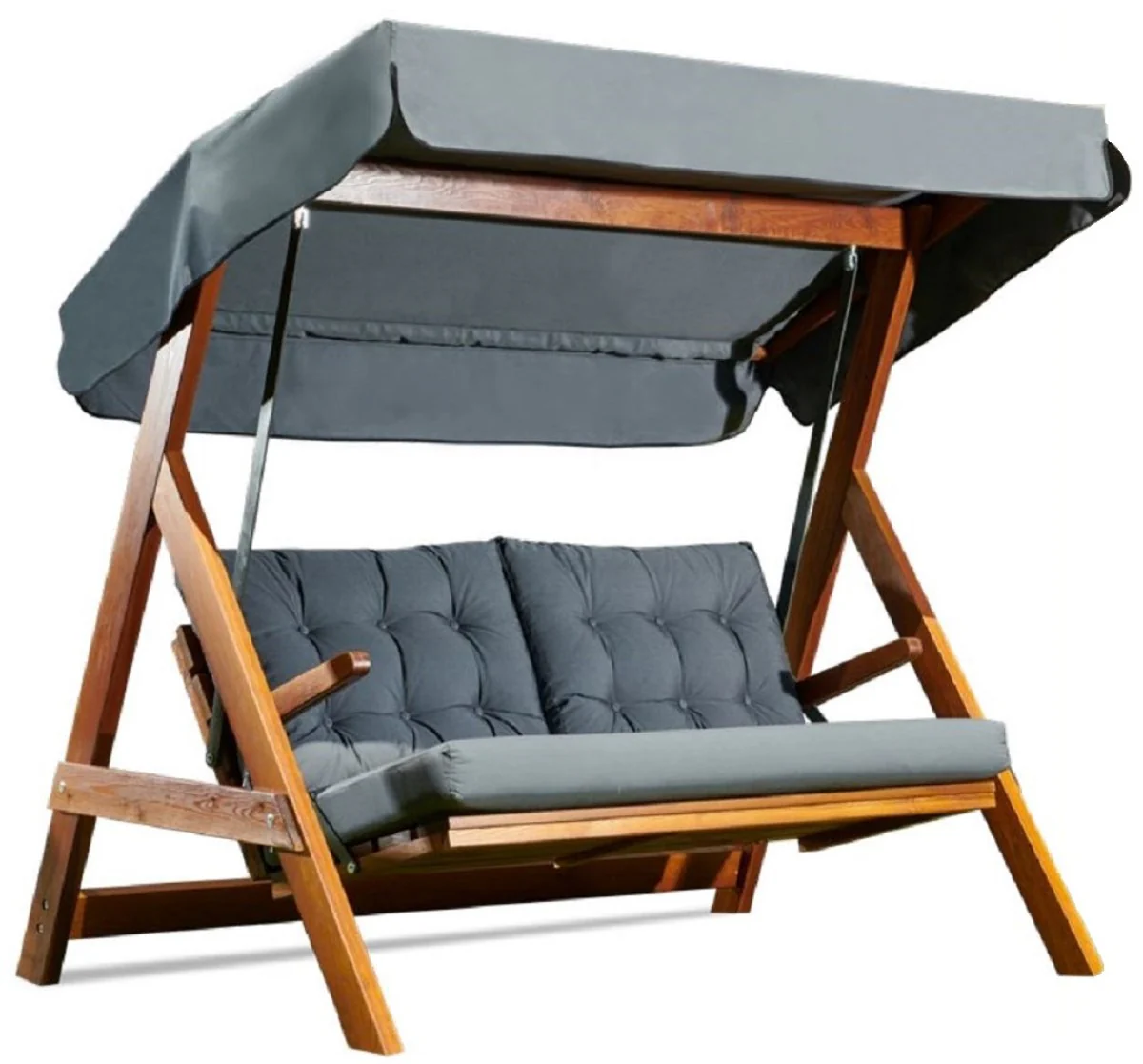 Casa Padrino columpio de Hollywood de lujo gris antracita / marr¨®n - Columpio de jard¨ªn moderno resistente a la intemperie con toldo para el sol - Muebles de Jard¨ªn - Muebles de Terraza