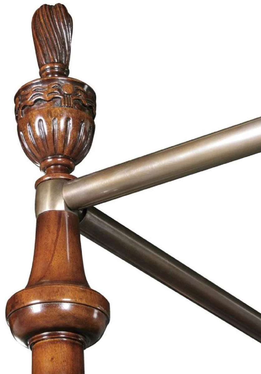 Casa Padrino cama doble barroco de lujo marrón oscuro - Cama de madera maciza hecha a mano - Muebles de dormitorio de estilo barroco - Noble y Magnífico