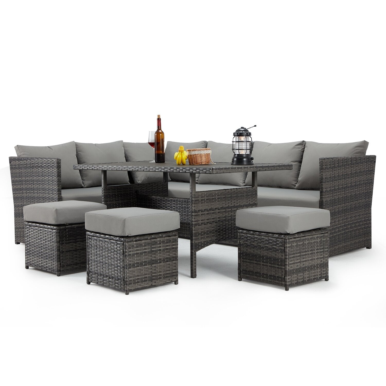 Wicker/Rattan 9 - Person Seating Group with Cushions