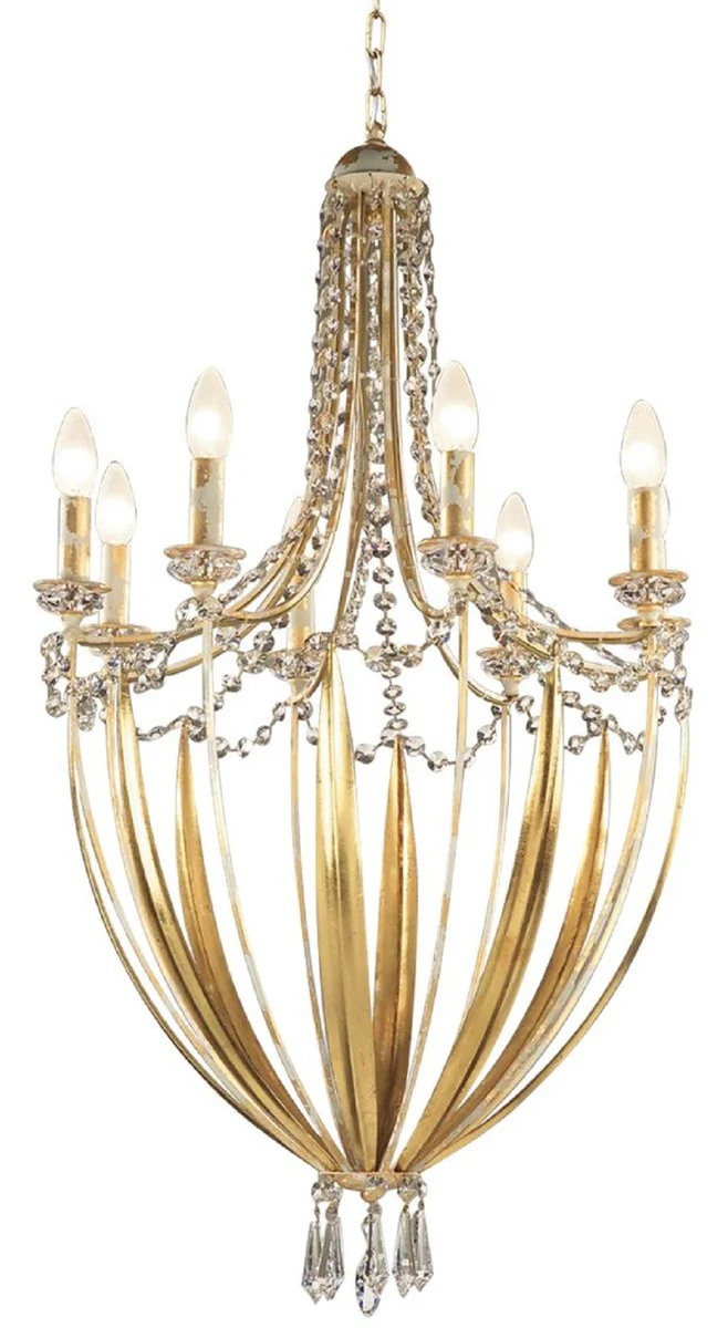 Casa Padrino araña de luces barroco de lujo con cristal Swarovski oro Ø 55 x A. 98 cm - Magnífica lámpara de araña de salón en estilo barroco - Calidad de lujo - Hecho en Italia