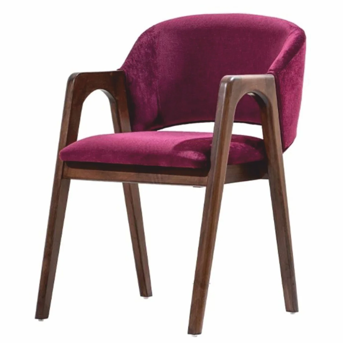 Casa Padrino silla de comedor de terciopelo de lujo con reposabrazos p¨²rpura / marr¨®n - Muebles de comedor
