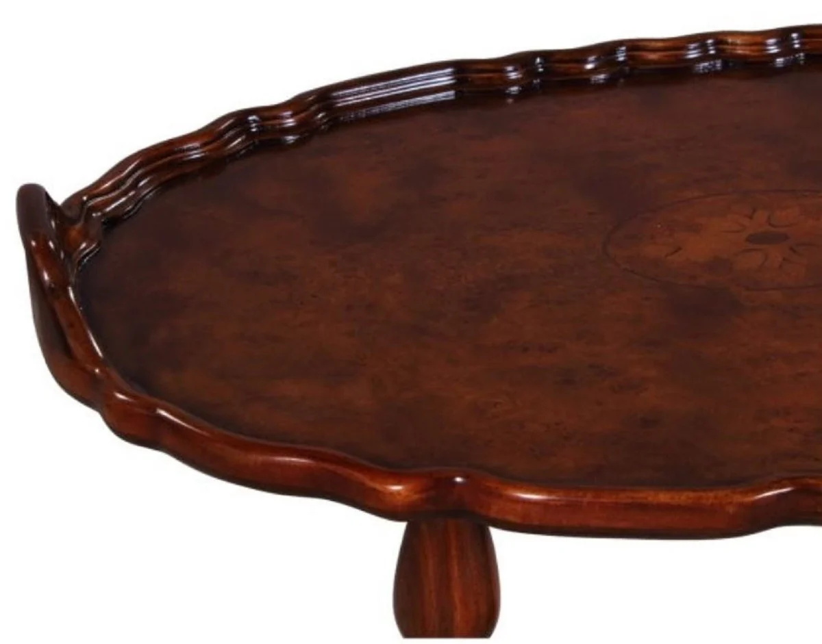 Casa Padrino mesa de te / mesa auxiliar de estilo barroco de lujo con 2 asas marrón 66,5 x 44,5 x H. 55,2 cm - Muebles Barrocos
