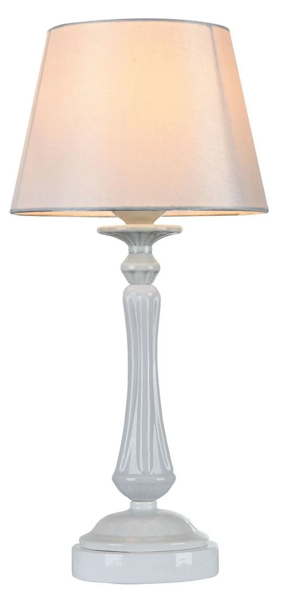 Casa Padrino l¨¢mpara de mesa barroca blanco brillante ? 23 x H. 48 cm - Muebles Art Nouveau