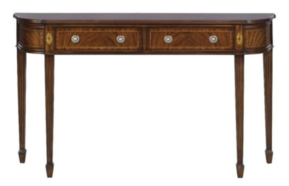 Casa Padrino Consola de Lujo Art Nouveau en Caoba Marrón 130 x 30 x H. 78 cm - Consola con 2 Cajones en Estilo Art Nouveau Francés