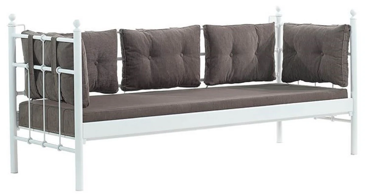 Casa Padrino sofá de jardín Art Nouveau blanco / gris oscuro 200 x 70 x A. 92 cm - Sofá de Jardín - Sofá de Terraza - Muebles de Jardín y Terraza