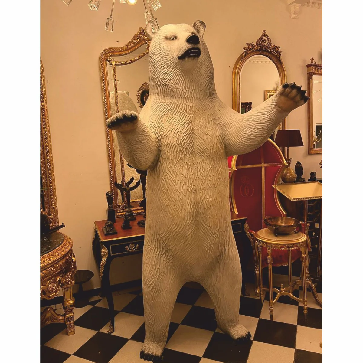 Casa Padrino escultura decorativa XXL oso blanco / negro A. 240 cm - Figura de jard¨ªn