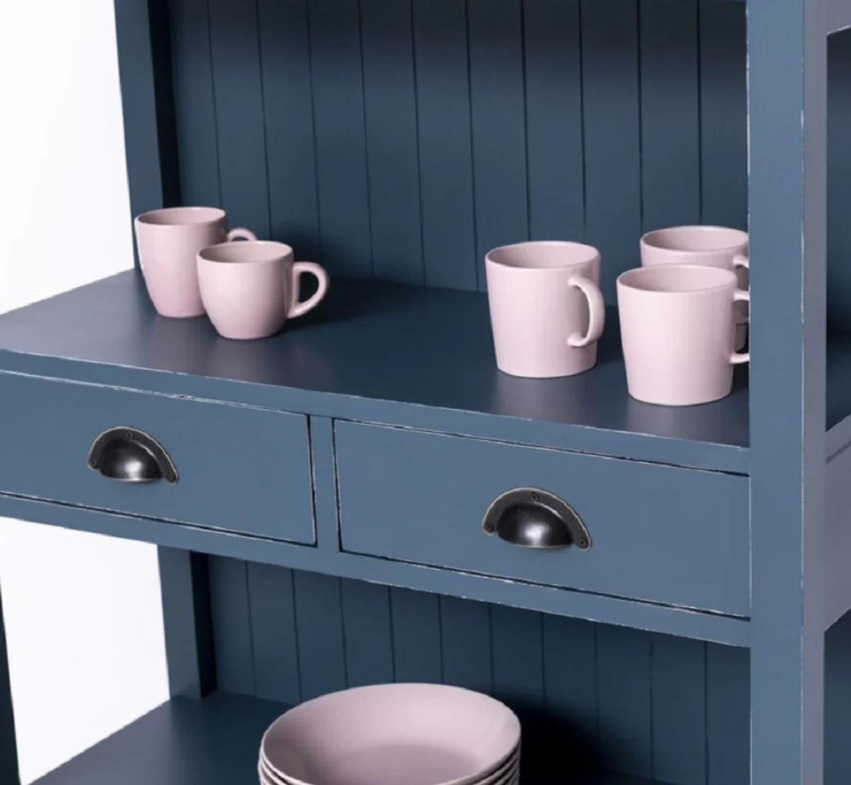 Casa Padrino armario de estilo campestre shabby chic azul antiguo 91 x 39 x A. 197 cm - Armario de comedor de estilo campestre - Muebles de madera maciza - Muebles de estilo campestre shabby chic