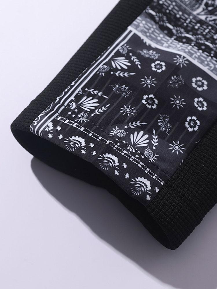 Paisley Print Double Layer Waffle Sweatshirt