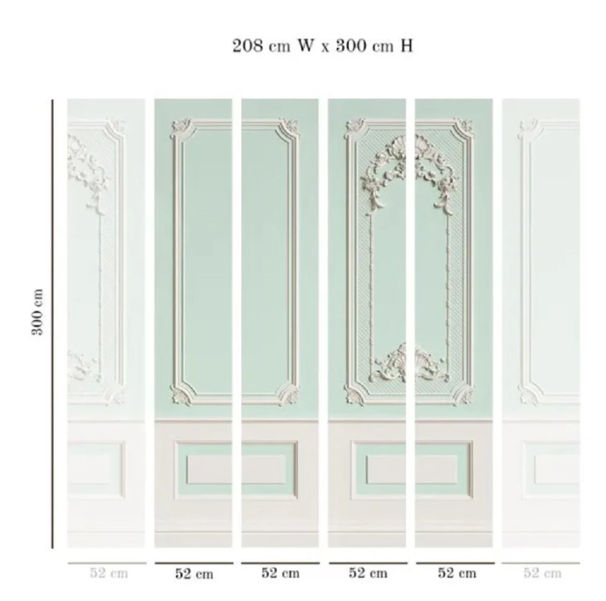 Casa Padrino papel pintado no tejido barroco de lujo verde menta / gris - Papel pintado de salón de estilo barroco con patrón estuco elegante - Decoración de pared estilo barroco