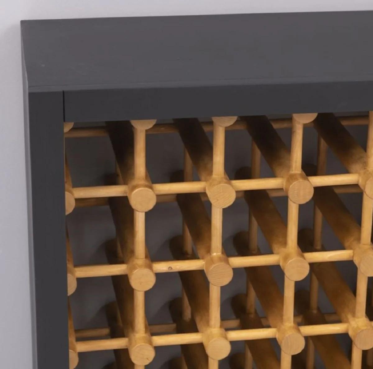 Casa Padrino armario de vino de madera maciza de estilo campestre negro / natural 68 x 35 x A. 68 cm - Estante de vino de madera maciza en estilo campestre - Mueble bar de estilo campestre