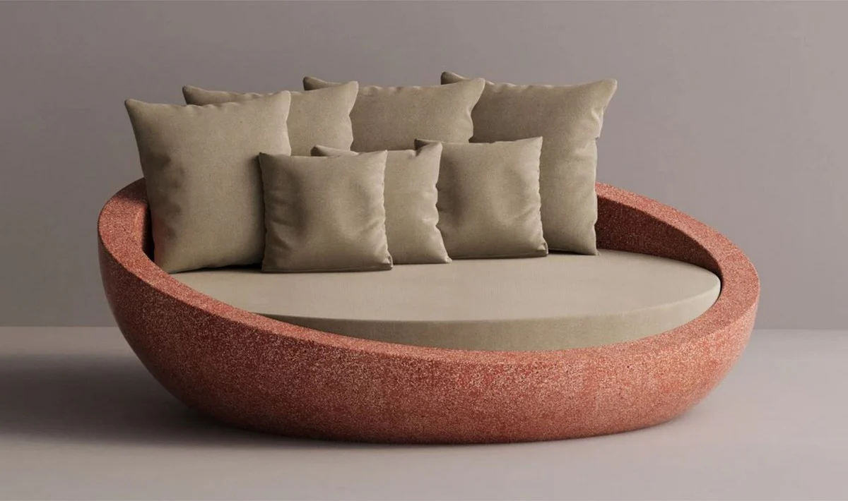 Casa Padrino Isla tumbona de hormig¨®n de lujo beige / rojo ? 180 cm - Muebles de jard¨ªn y hotel