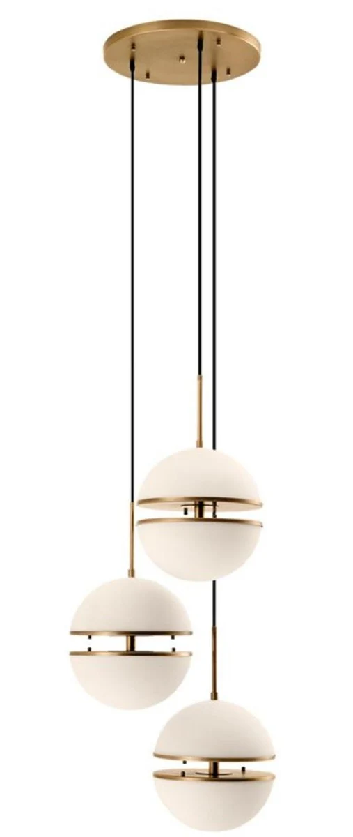 Casa Padrino lámpara colgante de lujo latón antiguo / blanco Ø 45 x H. 190 cm - Lámpara de Salón de Lujo