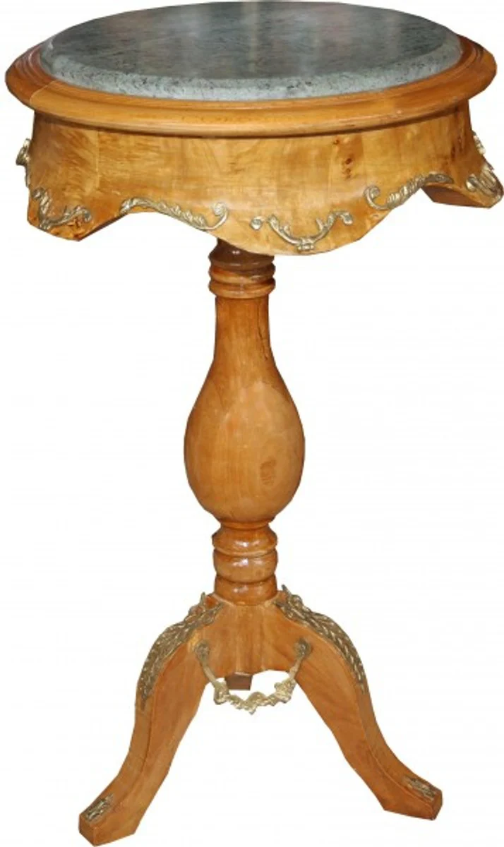 Casa padrino baroque side table model mahogany light brown with marble top 70 x 41 cm