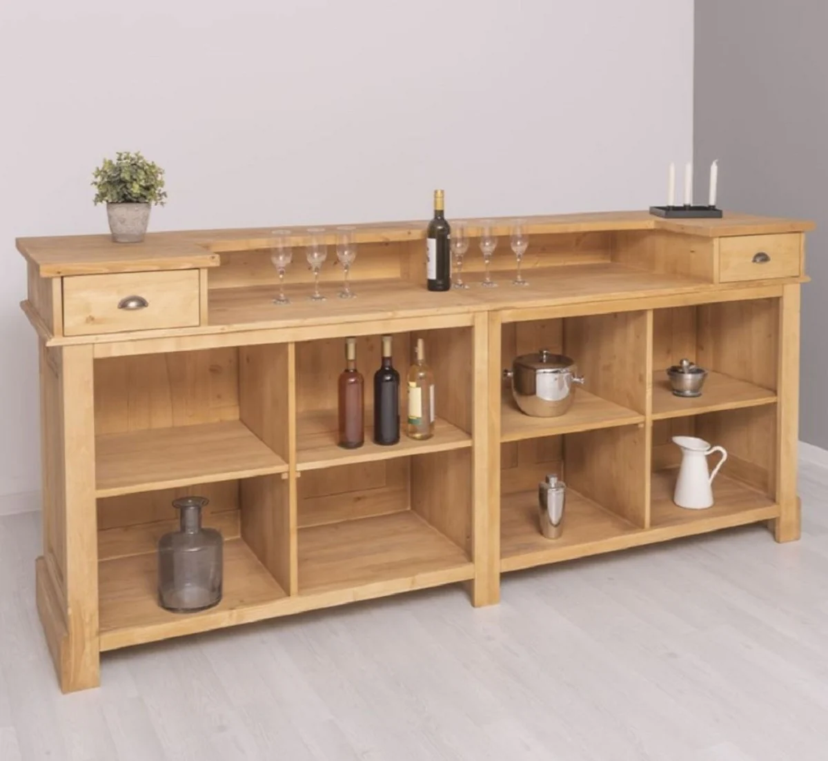 Casa Padrino barra de bar de estilo campestre natural 240 cm - Muebles de bar estilo campestre