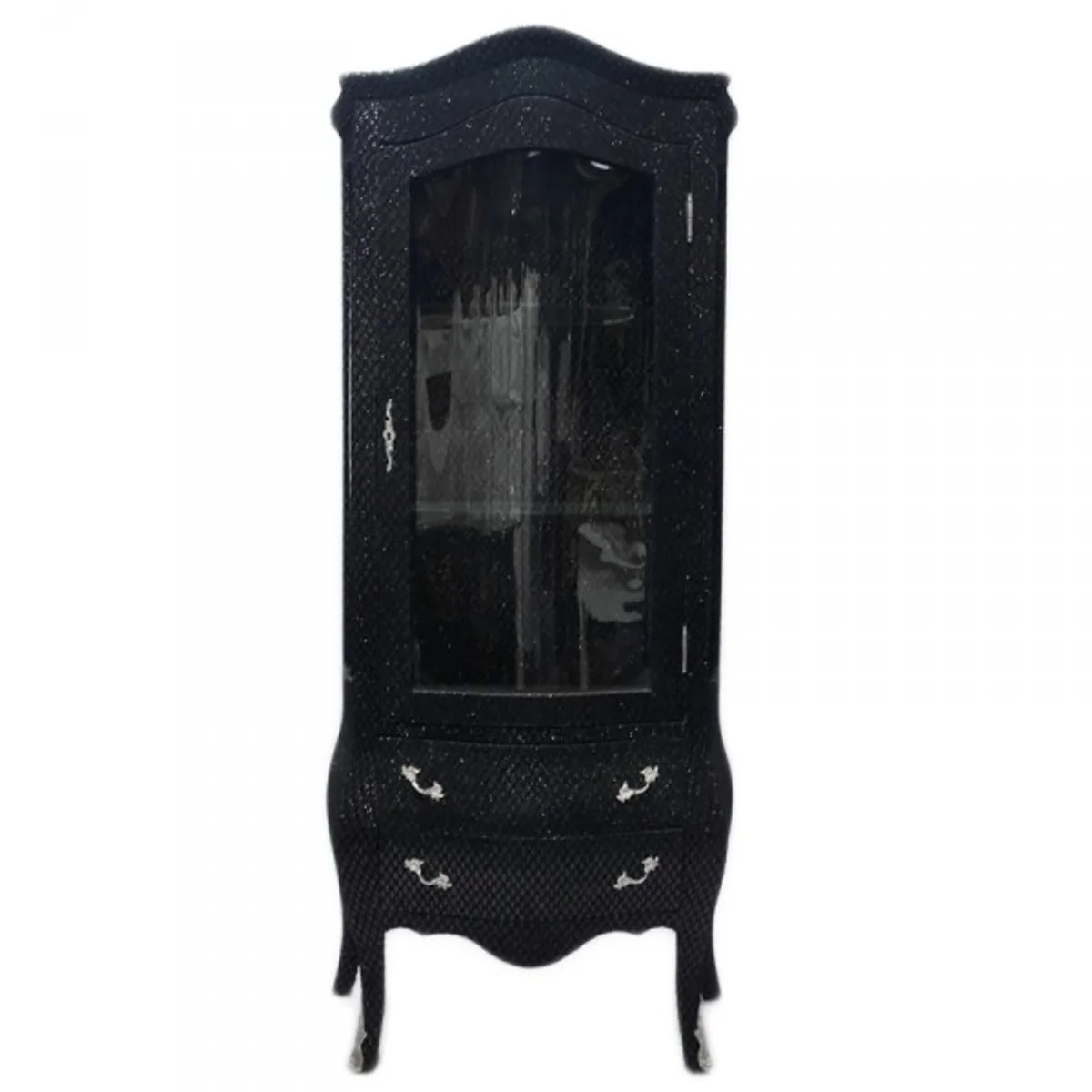 Casa Padrino Baroque showcase in black / glitterlook - display cabinet - living room