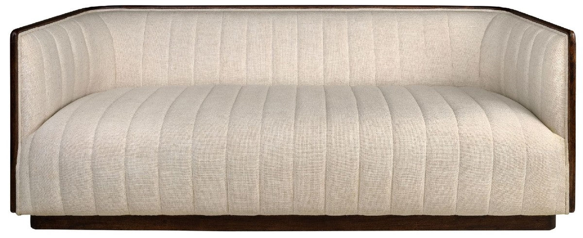 Casa Padrino sof¨¢ de lujo beige / marr¨®n oscuro 202 x 82,5 x A. 75,5 cm - Sof¨¢ de sal¨®n con fina madera de mindi y tejido de s¨¦samo - Muebles de Sal¨®n - Calidad de Lujo