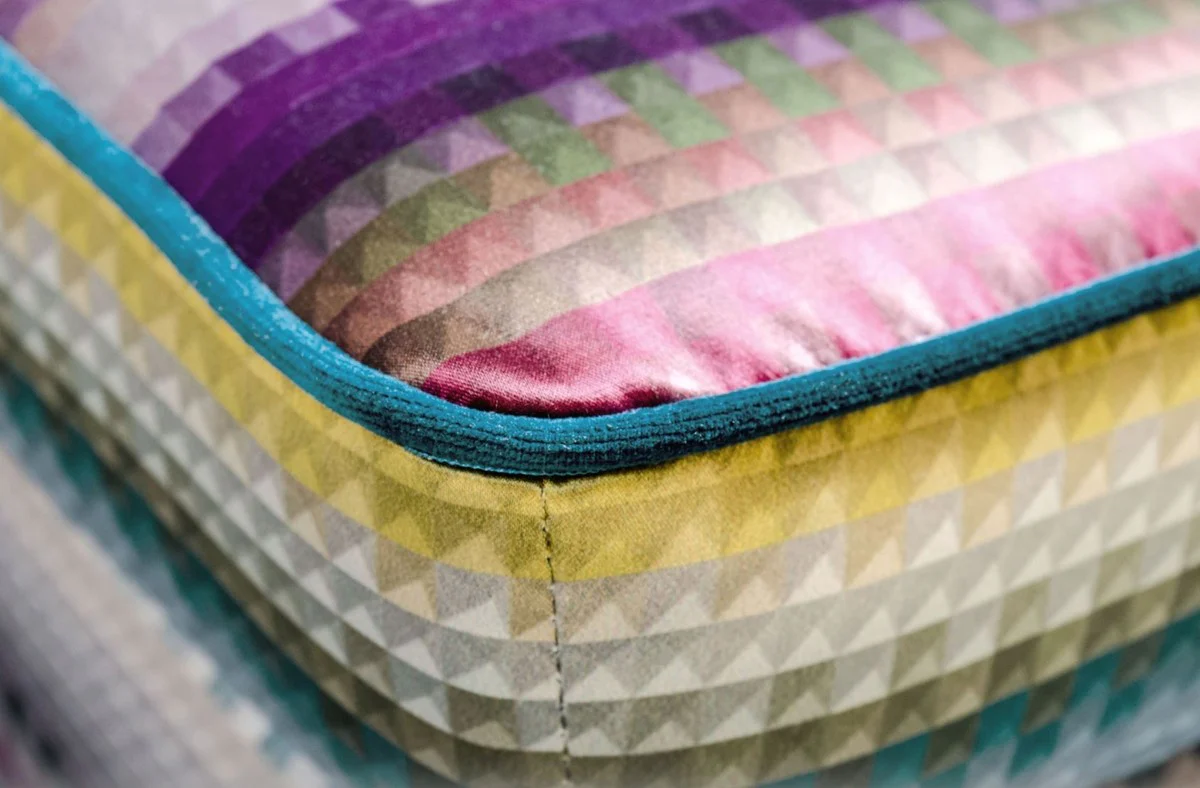 Casa Padrino Luxury Footstool Multicolor 76 x 54 x H. 40 cm - Living Room Furniture