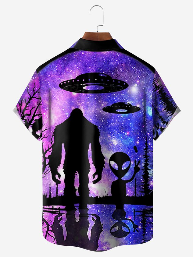 Bigfoot Alien Chest Pocket Short Sleeve Shirt