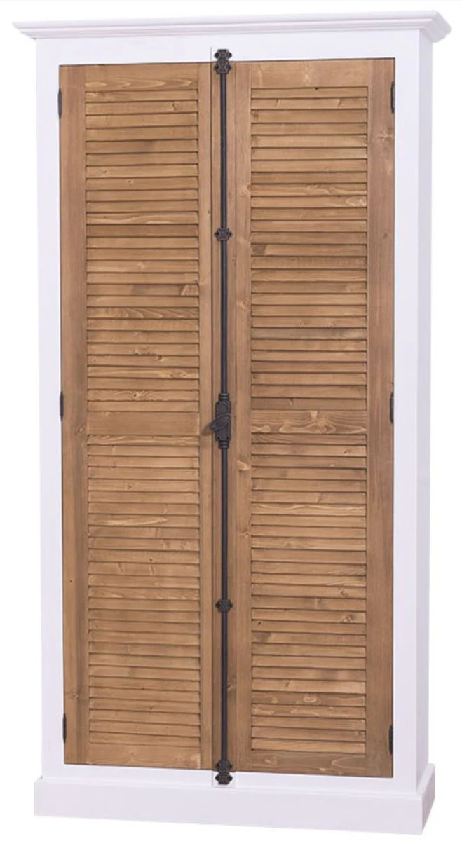 Casa Padrino country style wardrobe white / brown 109 x 39 x H. 210 cm - Country Style Bedroom Furniture