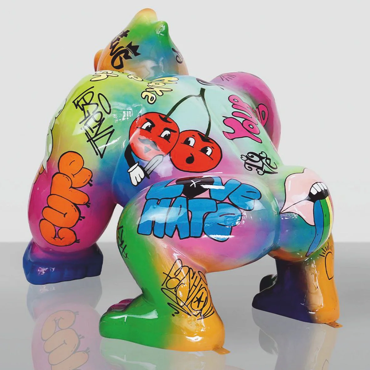 Casa Padrino escultura decorativa XXL mono gorila colorido A. 104 cm - Figura Decorativa XXL