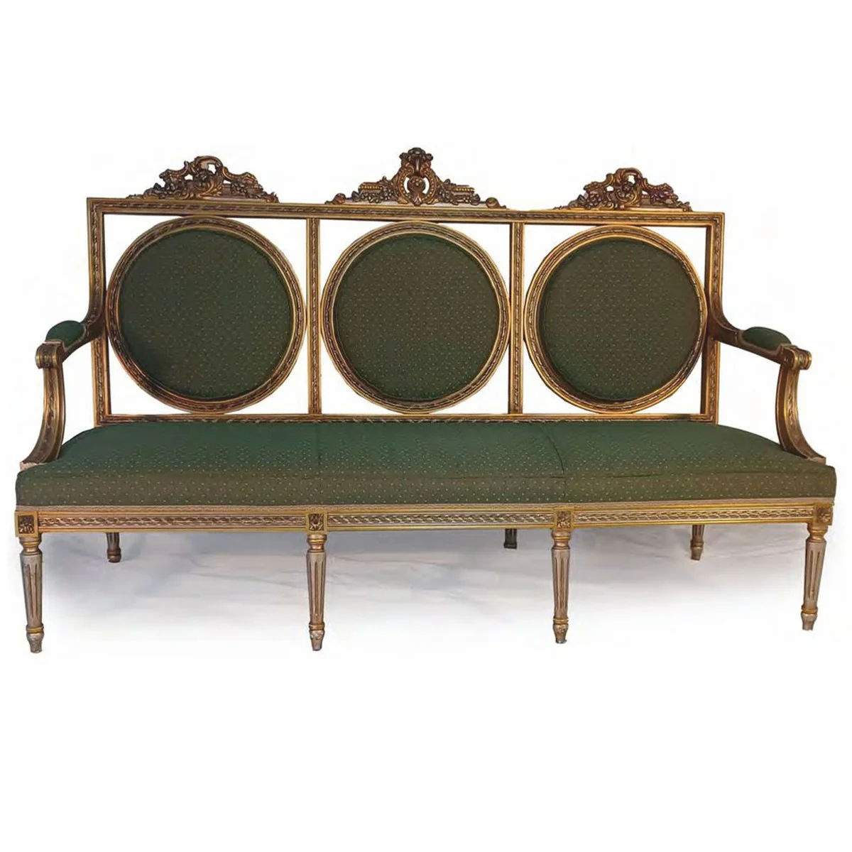 Casa Padrino sof¨¢ barroco de lujo de sal¨®n verde / plata / oro 173 cm - Hecho en Italia