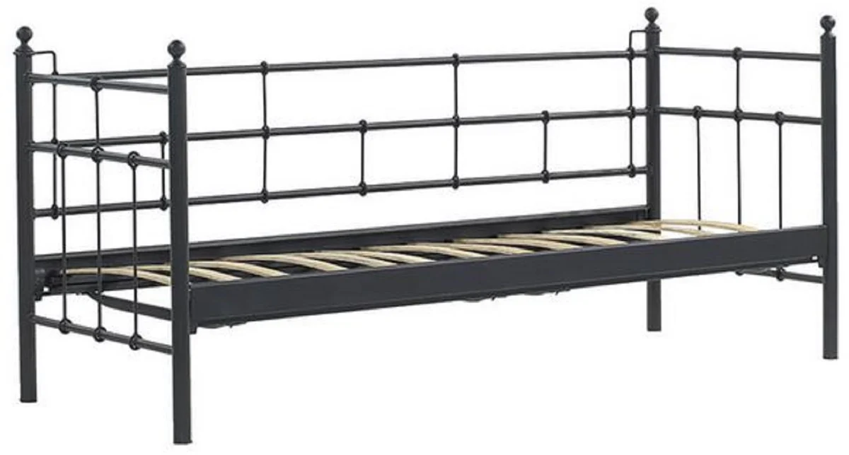 Casa Padrino sofá de jardín Art Nouveau negro / gris claro 200 x 70 x A. 92 cm - Sofá de Jardín - Sofá de Terraza - Muebles de Jardín y Terraza