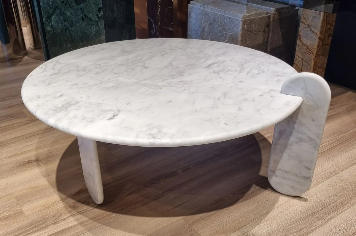 Casa Padrino mesa de centro de m¨¢rmol de lujo blanco 140 cm - Muebles de sal¨®n de lujo