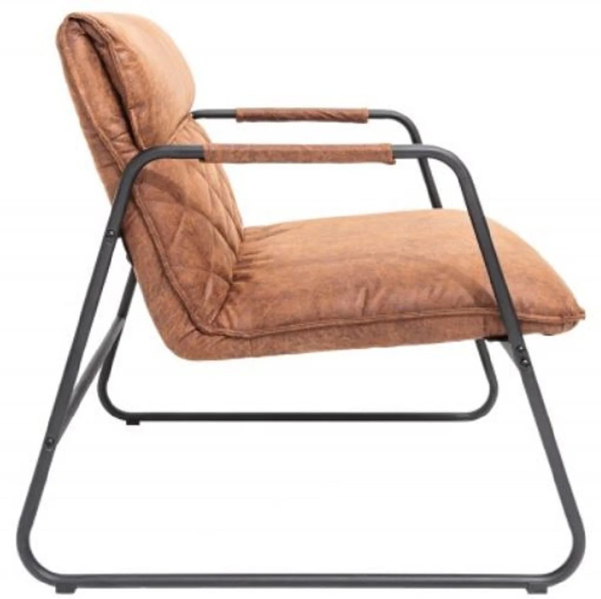 Casa Padrino sill¨®n retro lounge marr¨®n claro vintage / negro 71 x 72 x A. 79 cm - Sill¨®n de cuero sint¨¦tico con estructura de metal - Muebles de sala