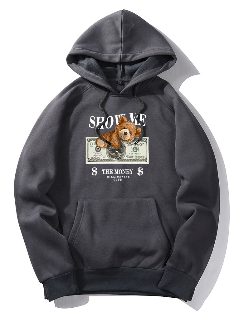 Money Bear Print Hoodie