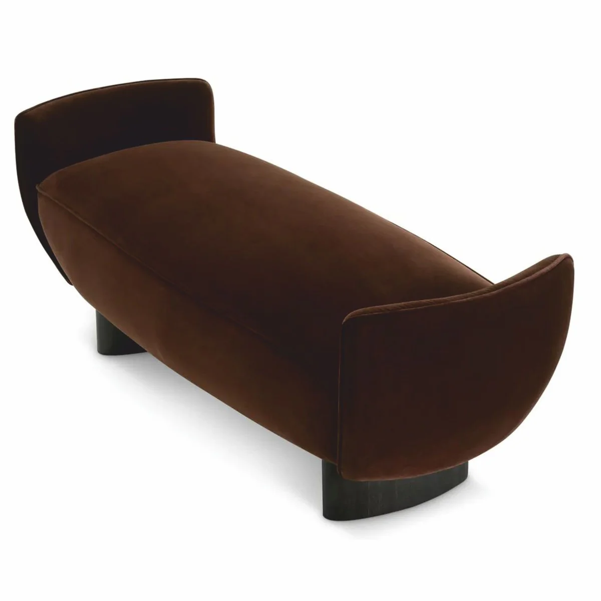 Casa Padrino Banco de Terciopelo de Lujo Marrón / Negro 151 cm - Muebles de Hotel de Lujo