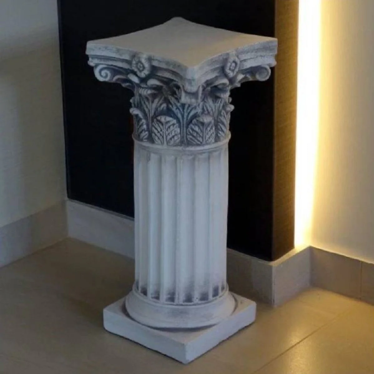 Casa Padrino Pilar Barroco Gris A. 46 cm - Magn¨ªfica Pilar de Jard¨ªn de Estilo Barroco - Decoraci¨®n Pilar de Piedra - Accesorios de Decoraci¨®n de Terrazas y Jardines Barrocos