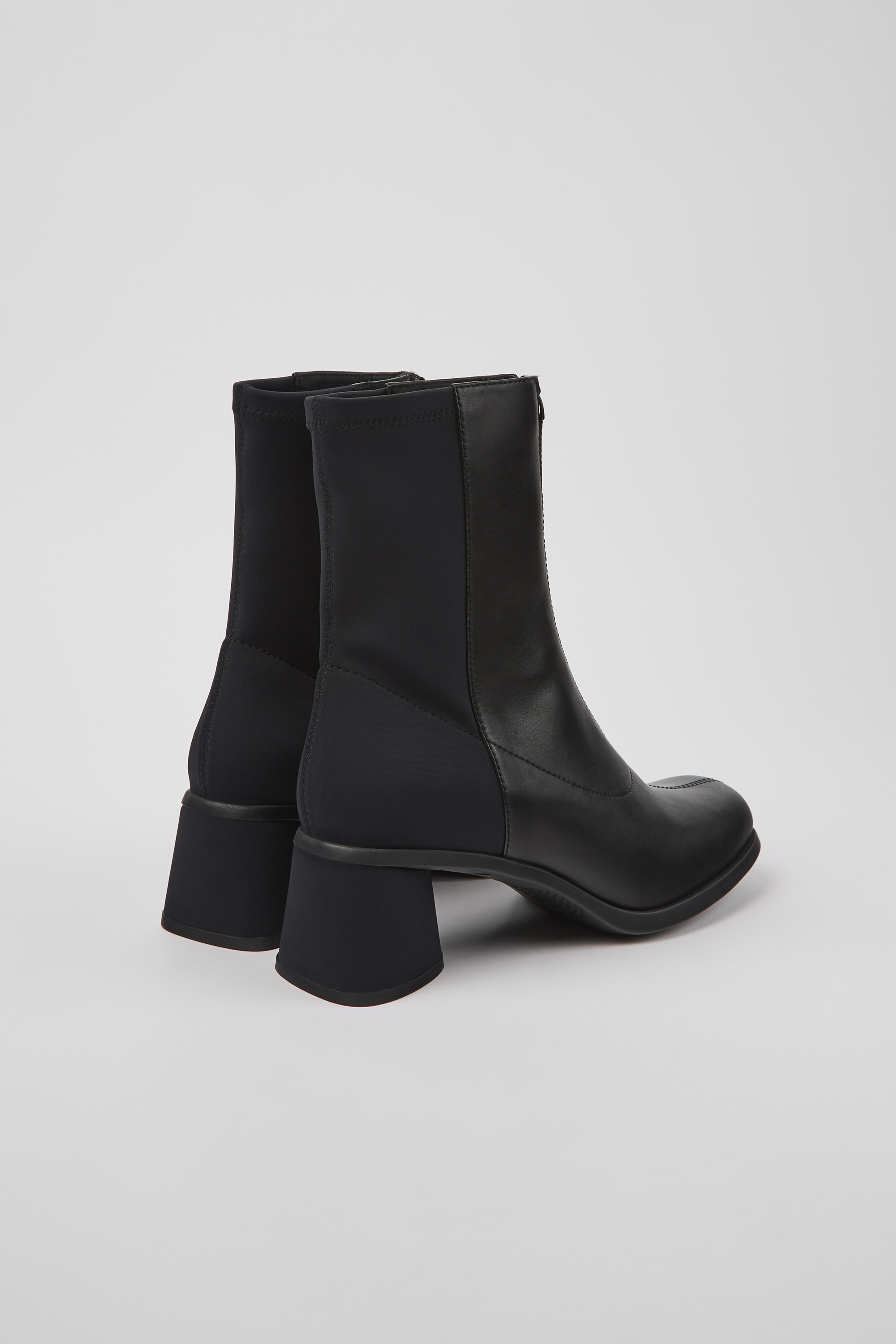 Kiara - Black leather and recycled PET boots for women