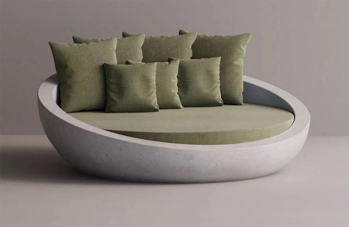 Casa Padrino Isla tumbona de hormig¨®n de lujo verde / blanco ? 180 cm - Muebles de jard¨ªn y hotel